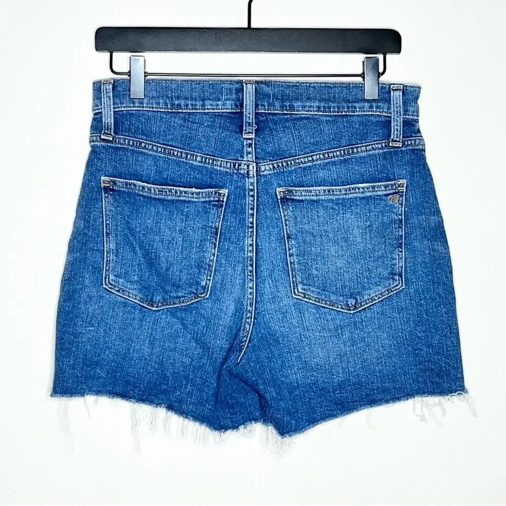 MADEWELL high rise denim shortie cutoff jean shorts size 26 medium wash - Picture 3 of 6